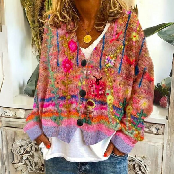 Eléa - Damenpullover mit floralen Mustern