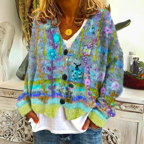 Eléa - Damenpullover mit floralen Mustern