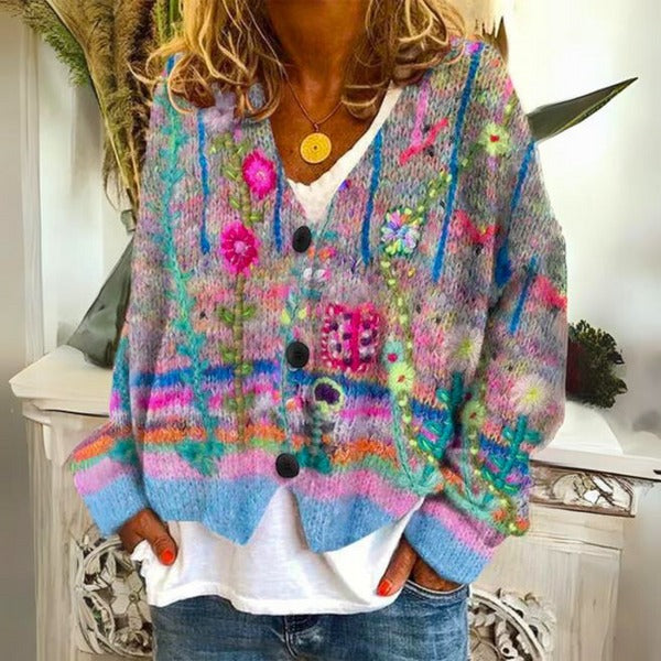 Eléa - Damenpullover mit floralen Mustern
