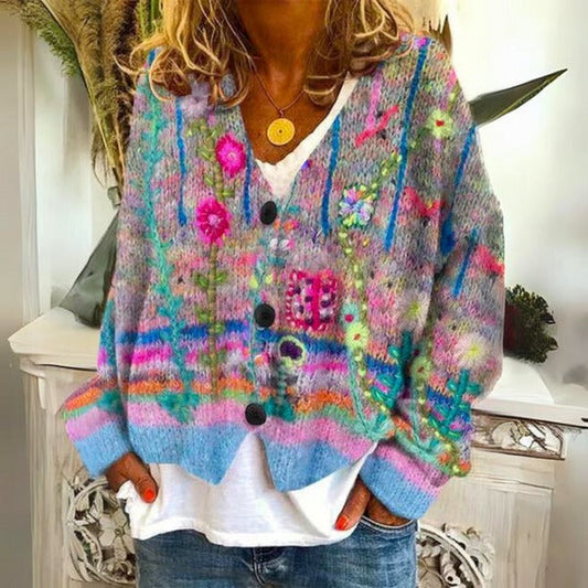 Eléa - Damenpullover mit floralen Mustern
