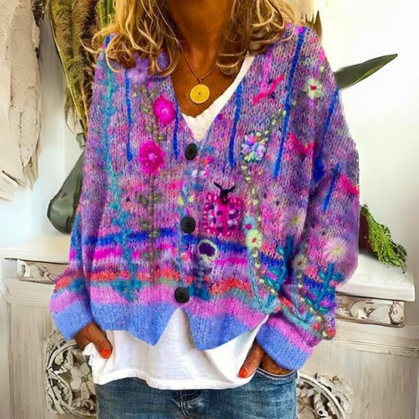 Eléa - Damenpullover mit floralen Mustern