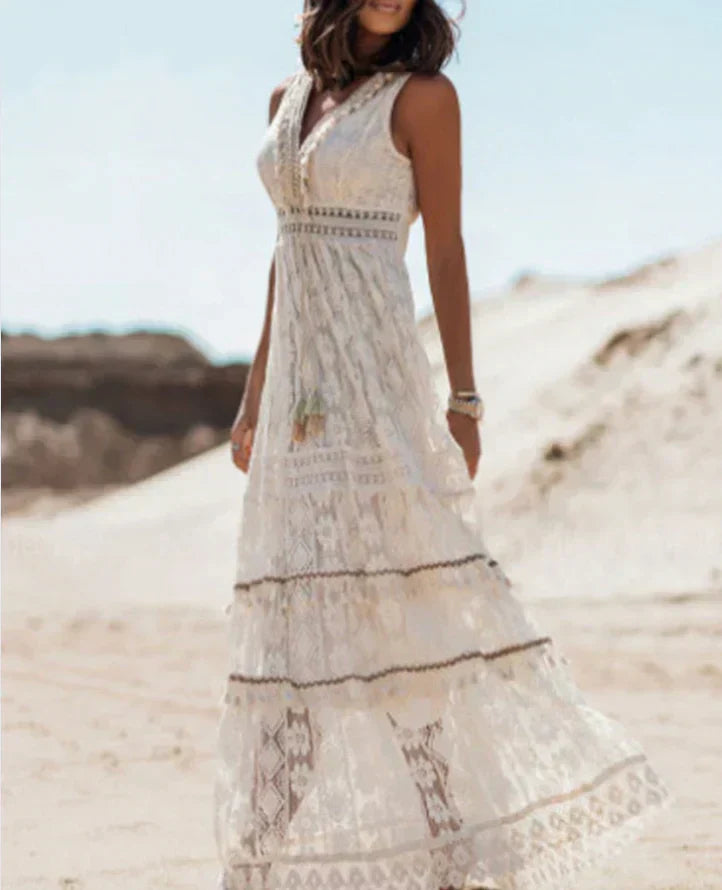Reba – Ärmelloses Boho-Kleid aus Spitze