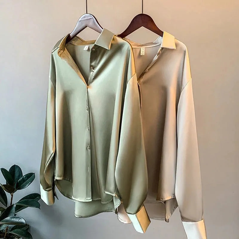 Addie - Satin-Damenhemd